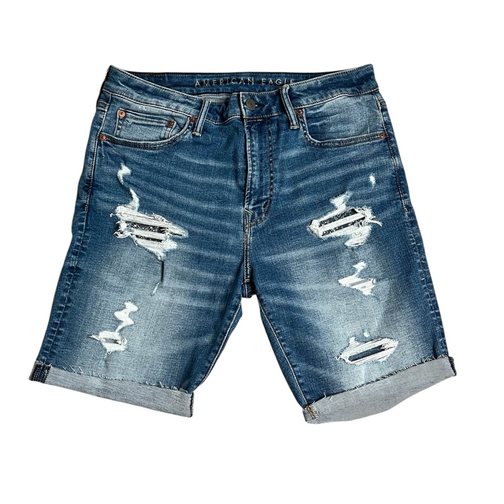 American Eagle Men's AirFlex+ Patched Denim Shorts